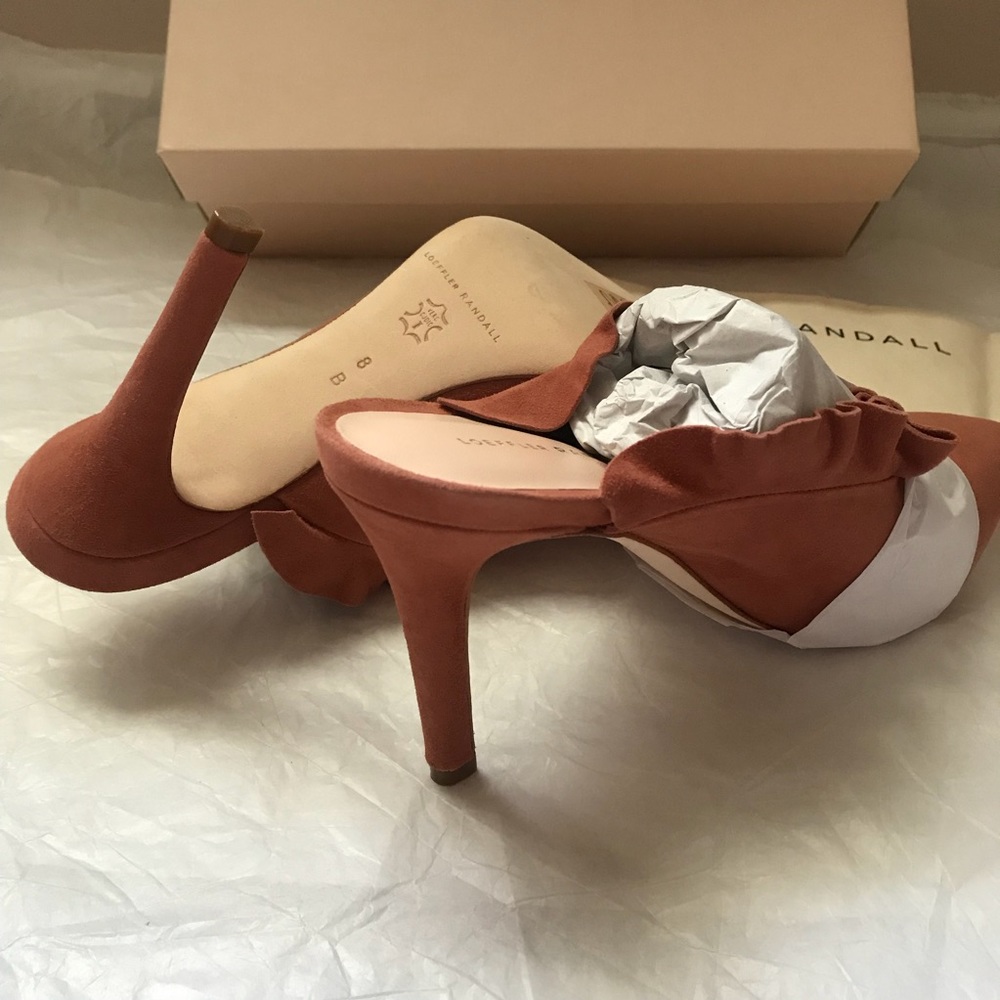 New LOEFFLER RANDALL Ruffled suede mules US size 8 - Picture 6 of 6